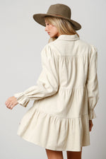 STAR SEQUIN CORDUROY BUTTON DOWN SHIRT DRESS