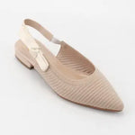 STRETCHABLE FABRIC FLAT BOW SLINGBACK POINTED TOE