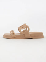 Avo Chain Motif Design Double Strap Slip on Sandal