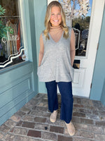 Oversize V-Neck Long Soft Sweater Vest W. Pockets