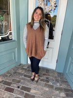 Oversize V-Neck Long Soft Sweater Vest W. Pockets