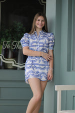 EYELET LACE PUFF SLEEVE ROMPER