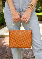 ARIANA CROSSBODY V QUILTED -BLACK, BLACK PATENT,CAMEL or NUDE