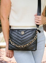 ARIANA CROSSBODY V QUILTED -BLACK, BLACK PATENT,CAMEL or NUDE