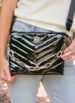 ARIANA CROSSBODY V QUILTED -BLACK, BLACK PATENT,CAMEL or NUDE