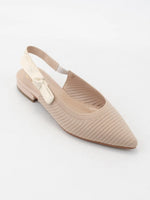 Stretchable Fabric Flat Bow Slingback Pointed-Toe Flats