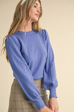 BLUE ORCHID TEXTURED DIAMOND SLEEVE SWEATER