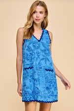 Floral Print Scallop Trim Dress