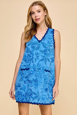 Floral Print Scallop Trim Dress