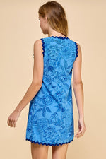 Floral Print Scallop Trim Dress