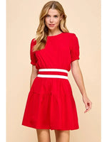 Elastic Waistband Puff Sleeve Dress