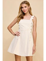 Scallop Detail Adjustable Tie Back Dress