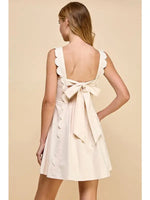 Scallop Detail Adjustable Tie Back Dress