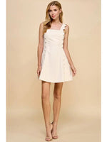 Scallop Detail Adjustable Tie Back Dress