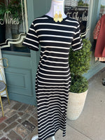 CREW NECK SHORT SLEEVE STRIPE MAXI