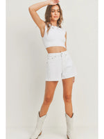 USA WHITE Denim MOM SHORTS