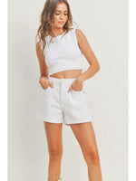 USA WHITE Denim MOM SHORTS