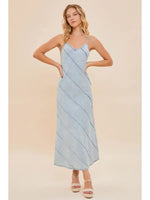 V NECK DEMIN SLIM FIT MAXI