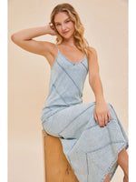 V NECK DEMIN SLIM FIT MAXI