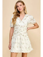 FLORAL RUCHED WAIST DETAIL MINI DRESS