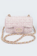 MINI TWEED BAG WITH PEARL DETAIL