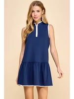 Athletic Front Quarter Zip Dress with Ruffle Hem