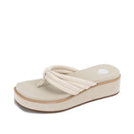 YELLOW BOX CREAM WEDGE THONG SANDAL