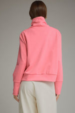 Poppy Fold Over Neck Knit Top- Pink