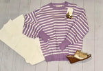 PASTEL STRIPED CREWNECK SWEATER:SALE $25.00
