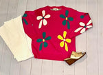 PINKI FLORAL CREWNECK SWEATER:SALE $25.00
