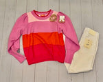 LONG SLEEVE SHORT STRIPED SWEATER:SALE $25.00